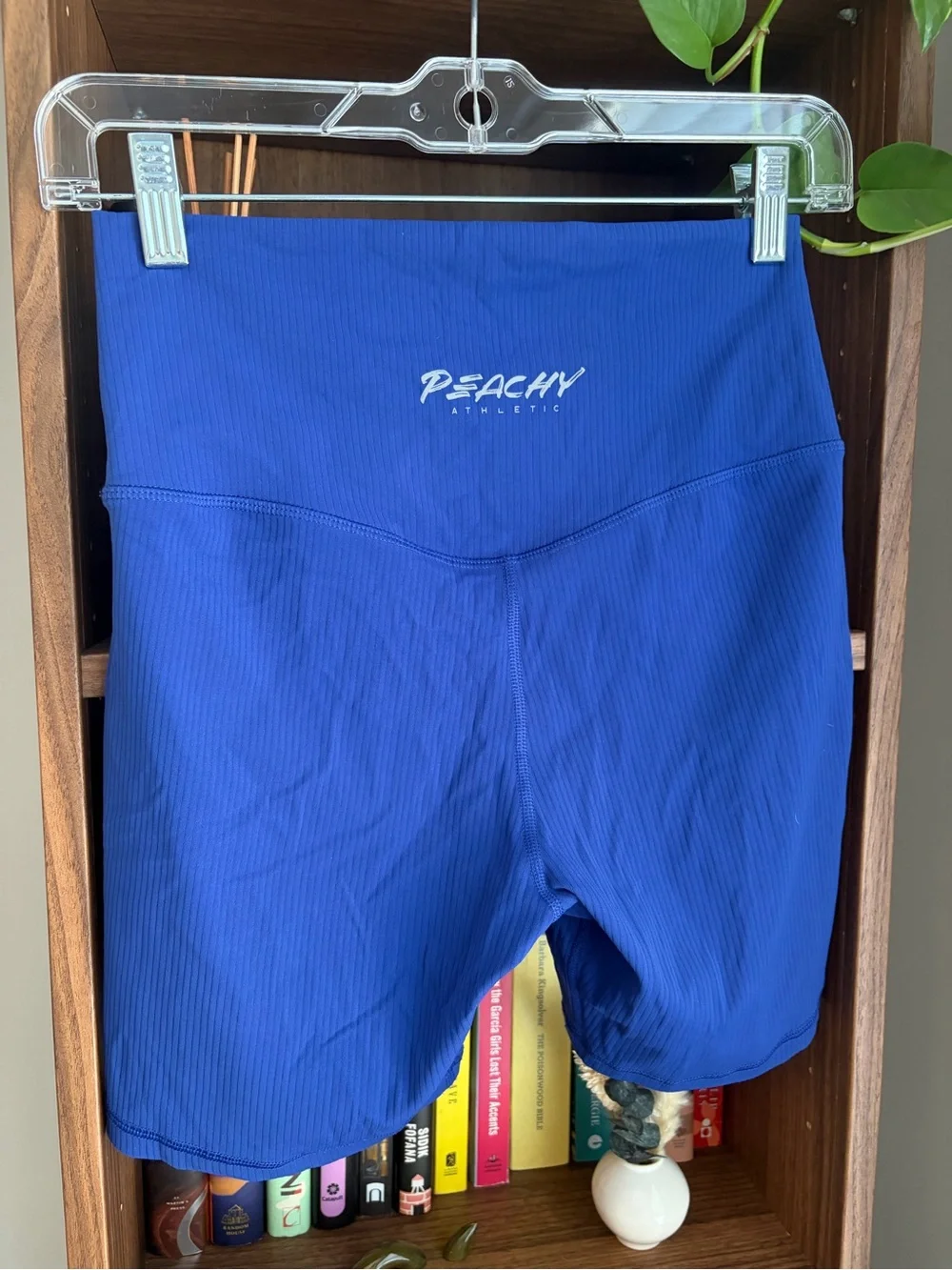 Peachy Blue High-Waist Women's Active Shorts - Picture 2 of 3